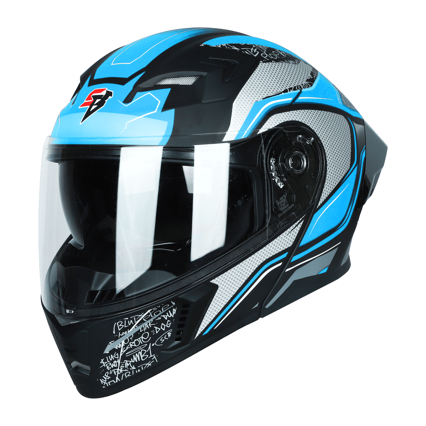 STEELBIRD SBA-20 ISS RACER MATT BLACK/JAZZ BLUE C/V 580 MM WITH